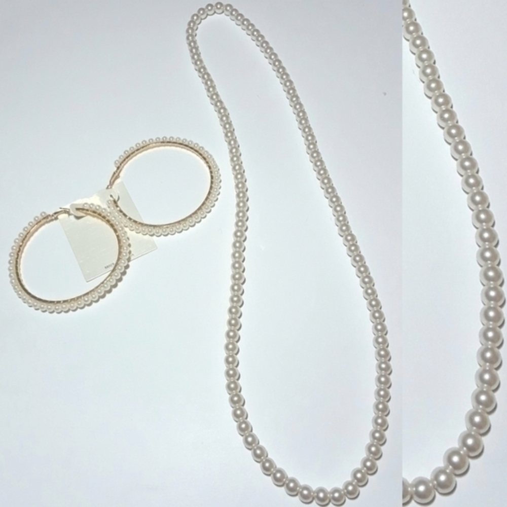 Grasp Those Pearls Earrings & Necklace Set